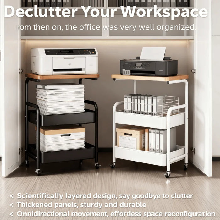 Movable and Rotatable Universal Wheels with Desktop Storage Rack - Multi-Functional Rolling Storage Cart