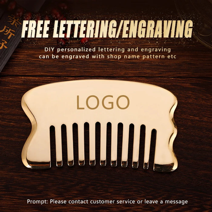 Copper guasha plate pure brass household scalp universal massage comb Mammary Scraping comb body massage tool