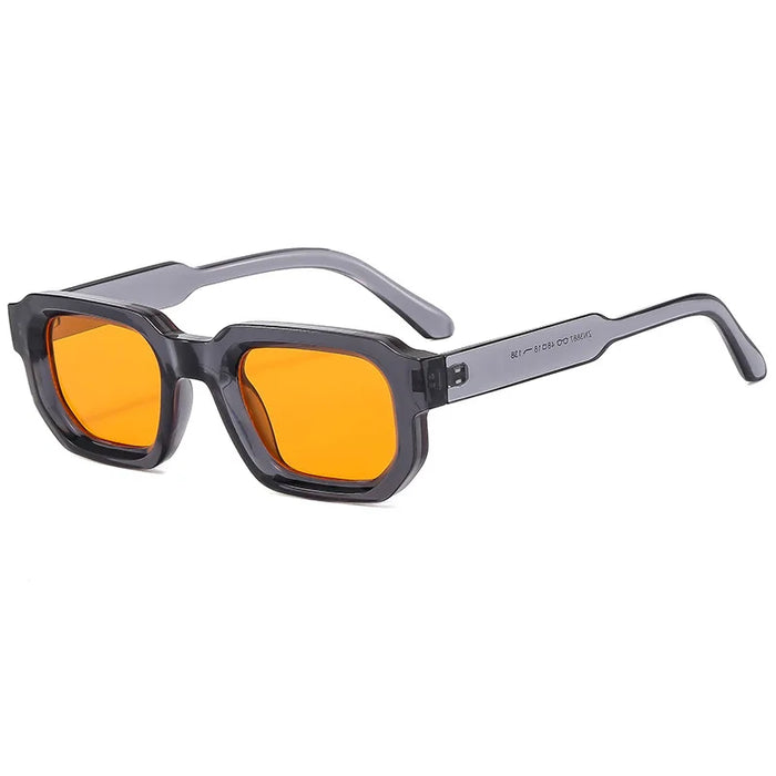 Lunettes de soleil pour hommes avec rivets carrés à la mode, style punk vintage, dégradées, pour femmes, verres verts tendance, protection UV400