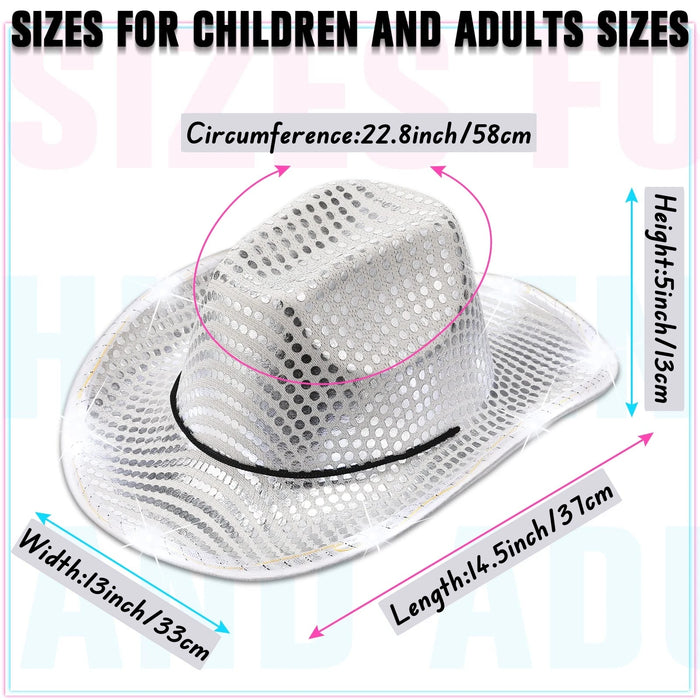 6-20pcs Light Up Cowboy Hats LED Flashing Cowgirl Hats Western Cowboy Hats for women for Wedding Reception Dance Ball Party