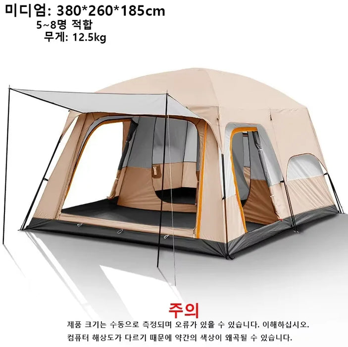 Outdoor Camping Family Tent 3-12 Person Double Layers Oversize 2 Rooms Thickened Rainproof Outdoor Family Camp Tour Equipment