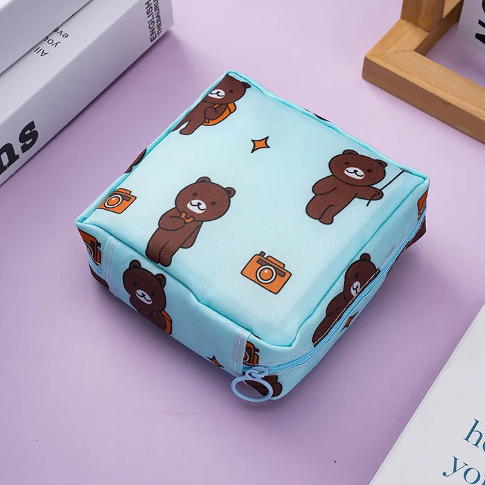 Bolsa de almacenamiento para toallas sanitarias Zero Wallet, portátil, pequeña, sencilla, de dibujos animados, bonita, de gran capacidad, para algodón sanitario, portátil.