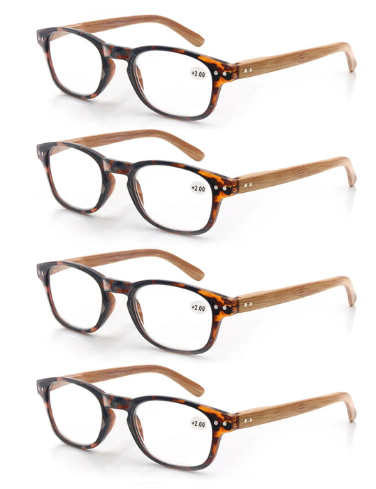 Reading Glasses for Men Women Fashion Wood-Look Plastic Eyeglass Frame Spring Hinge Stylish Readers Magnifying Glass Eyewear