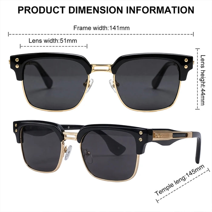 Retro Photochromic Classic Square Punk Sunglasses Men Metal Frame Driving Sun Glasses Male Vintage Luxury Brand Eyewear Shades