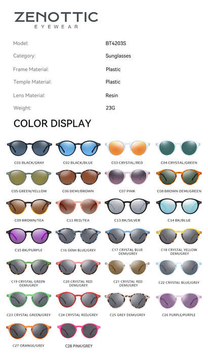 ZENOTTIC (S Size) Retro Circular Polarized Sunglasses 2026 2025 Men Women Vintage Small Round Sun Glasses UV400 Goggles Shades