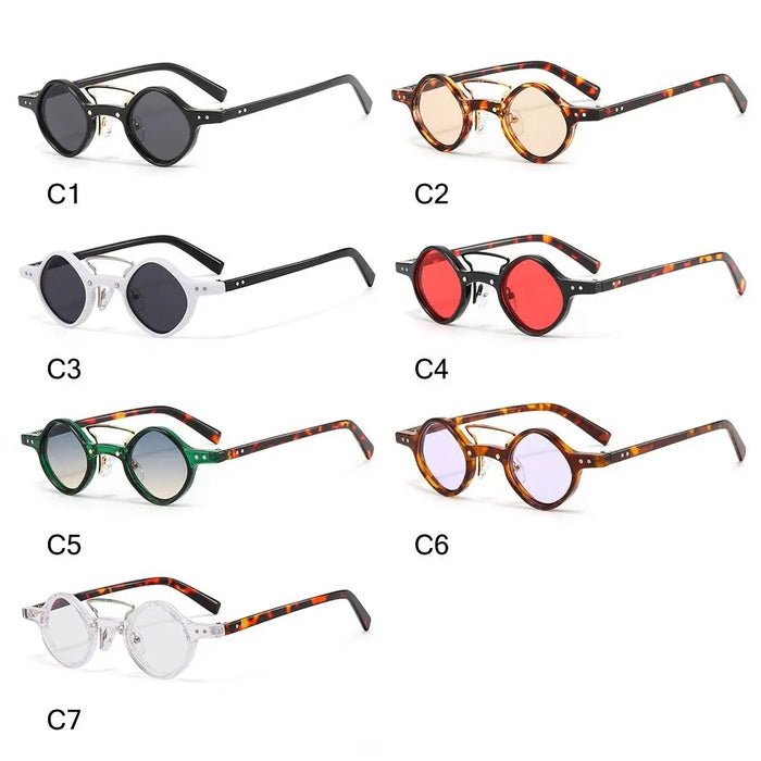 New Hippie Small Round Square Sunglasses Men Women Retro Steam Punk Glasses Vintage Gradient Driving Glasses UV400