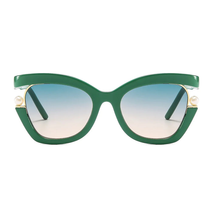 New Cat Eye Pearly Sunglasses Women Square Luxury Female Sun Glasses Ladies Green Shades Summer Eyewear UV400 Oculus Gafas