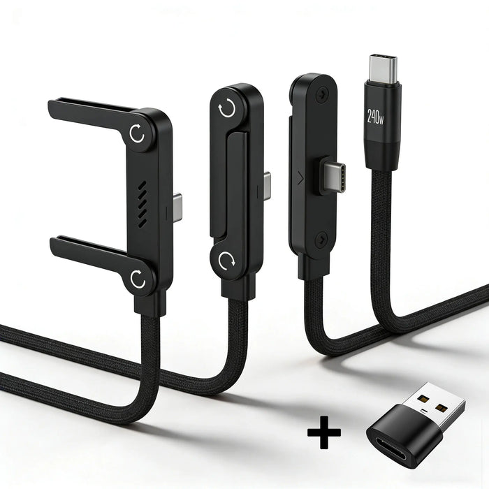 Cable de carga plegable de 1,5 m con soporte integrado Cable de carga rápida para teléfono/tableta Cable de datos ultrarrápido de 240 W Soporte para teléfono