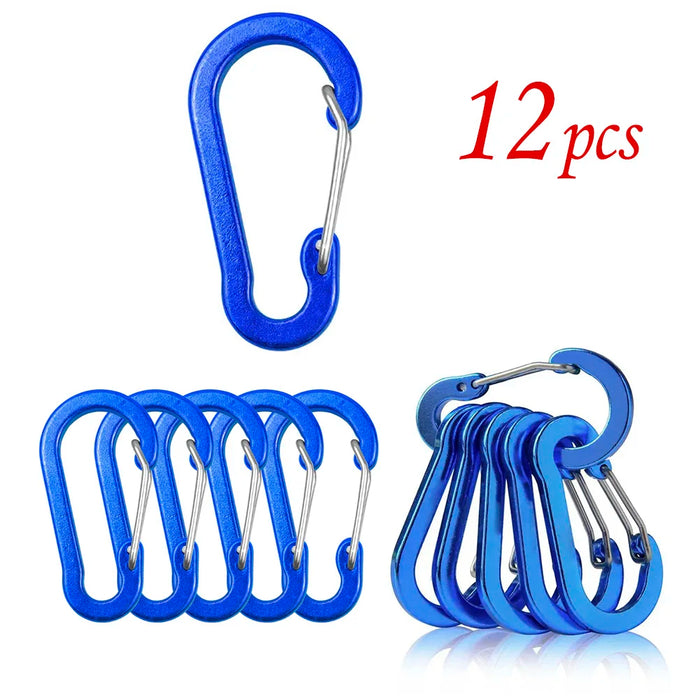 1/6/12 piezas Mosquetón de aluminio Clip Llavero Mosquetones Bloqueo Hebilla Broche Herramienta múltiple para exteriores Mochila Senderismo Pesca Gancho