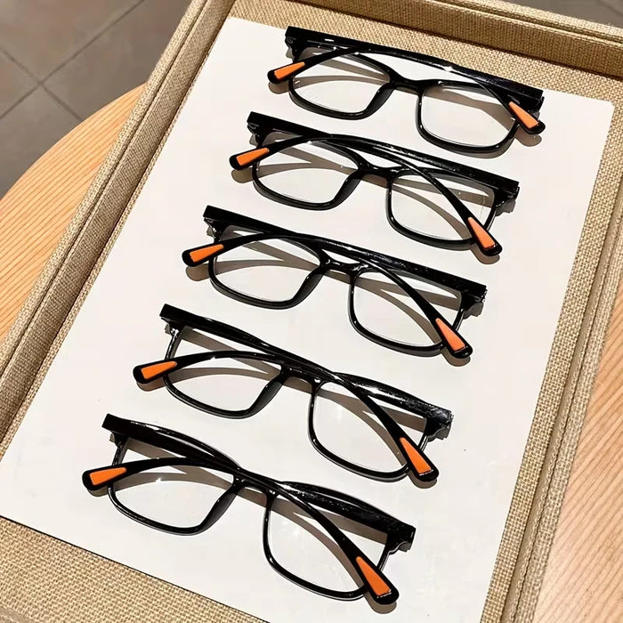5-Piece Set of Business Square Reading Glasses, Simple and Lightweight, Anti Blue Light