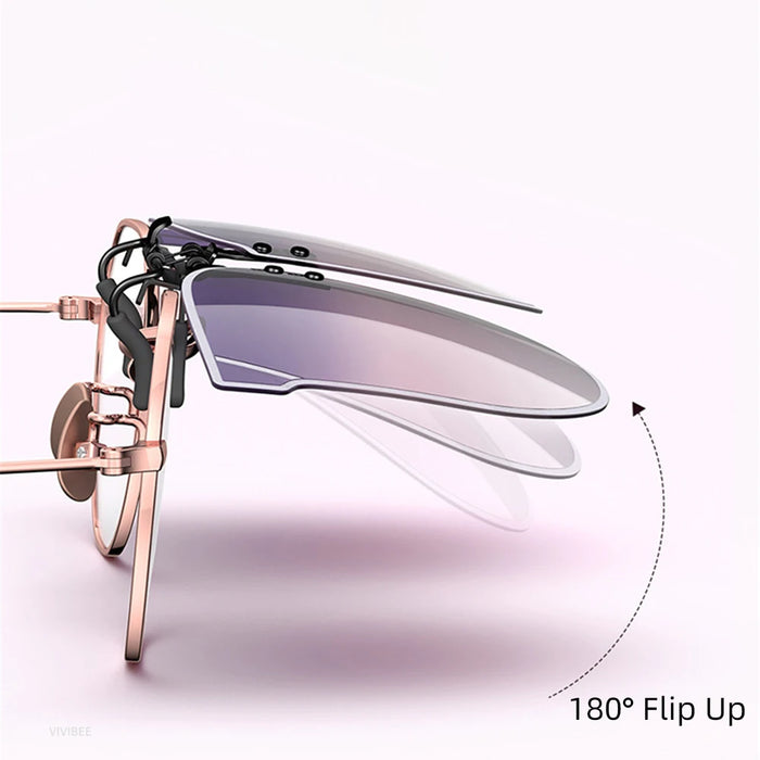Gafas de sol de mujer VIVIBEE estilo ojo de gato degradadas con clip, gafas de sol polarizadas de gran tamaño para conducir de mujer, gafas moradas