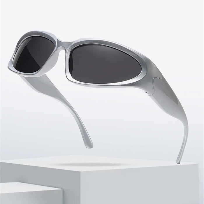 VIVIBEE Y2K Sunglasses Women Steampunk Mirror White Sports Mne Goggles UV400 Punk Sun Glasses 2026 Trending Product