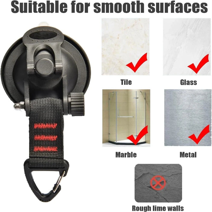 Heavy Duty Suction Cups Anchor with Hooks Outdoor Travel Camping Carabiner Organizer for Home Outdoor Camping Car Side Awning