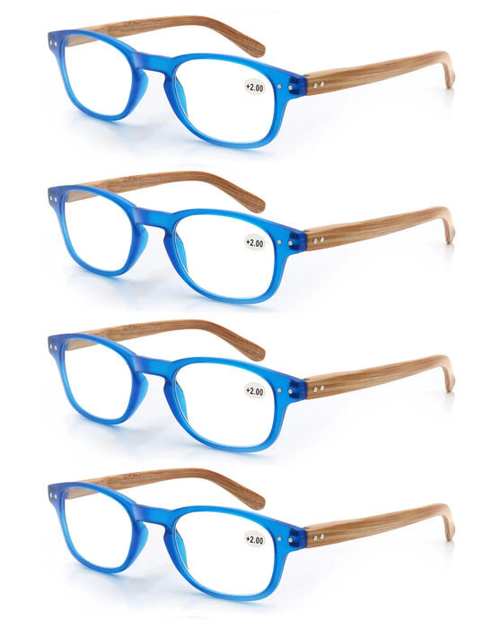 Reading Glasses for Men Women Fashion Wood-Look Plastic Eyeglass Frame Spring Hinge Stylish Readers Magnifying Glass Eyewear