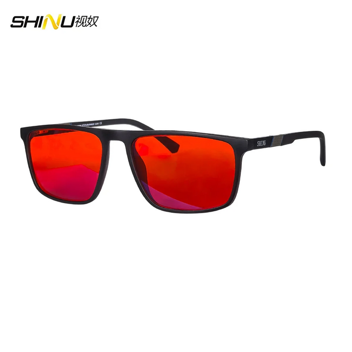 SHINU Red Glasses Blue Light Blocking Computer Glasses Orange Clear Lenses Glasses Anti Radiation Protection Eyeglasses