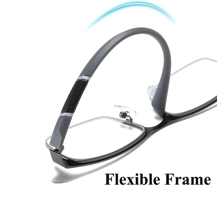 BEGREAT High Quality Anti-Blue Light Presbyopic Glasses Far Sight Flexible Metal Half-frame Glasses Business Reading Eyeglasses