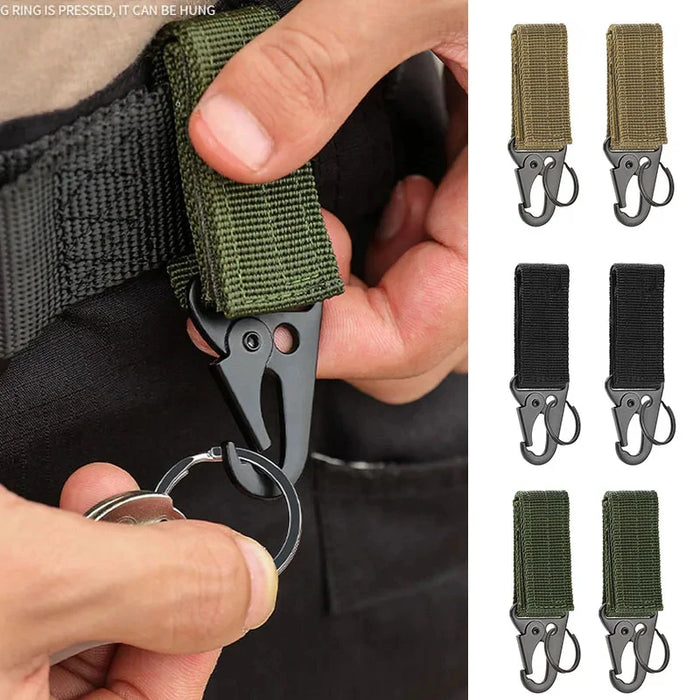 1-3 PIEZAS. Hebilla táctica colgante Molle de nailon con mosquetón, cinturón, llavero triangular para escalada al aire libre, camping, herramienta y accesorio