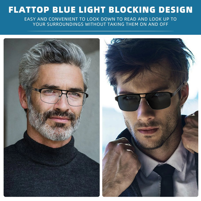 Gafas de lectura de luz azul para hombres con montura de metal, gafas de ordenador, lupa para presbicia con lentes de +0,75~3,0