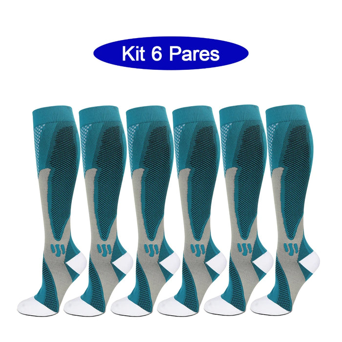 6Pairs Compression Socks 20-30mmHg High Stockings Men & Women Sports Marathon Cycling Football Varicose Veins EU35-45