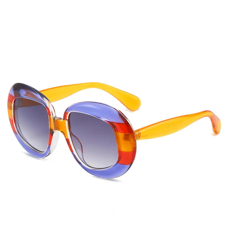 Fashion Oval Contrast Color Women Sunglasses Retro Square Clear Gradient Lens Shades UV400 Men Trending Luxury Punk Sun Glasses