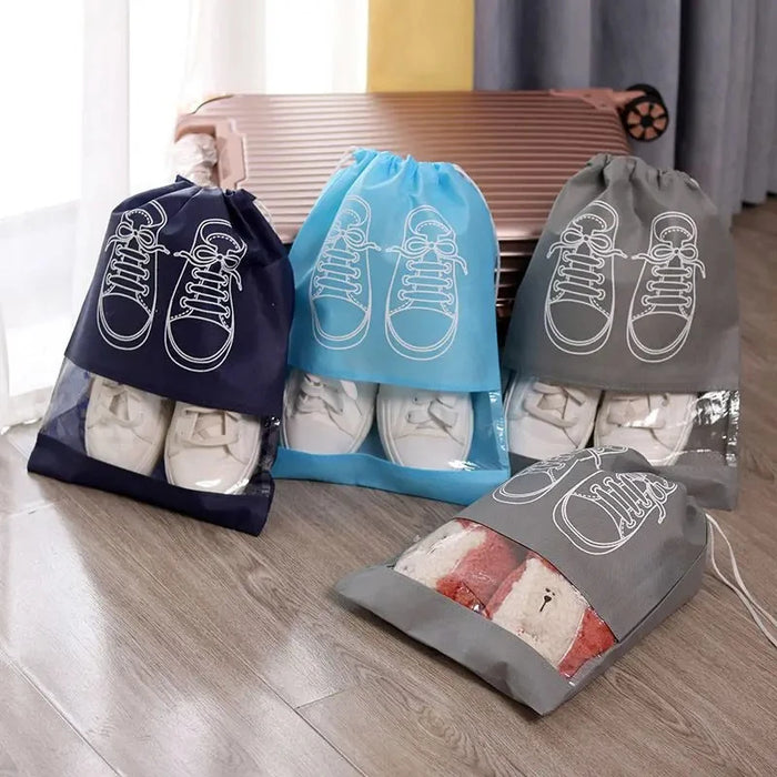5 bolsas de almacenamiento de zapatos, organizador de armario, bolsas portátiles de viaje no tejidas, bolsillo impermeable para ropa, bolsa colgante clasificada con cordón