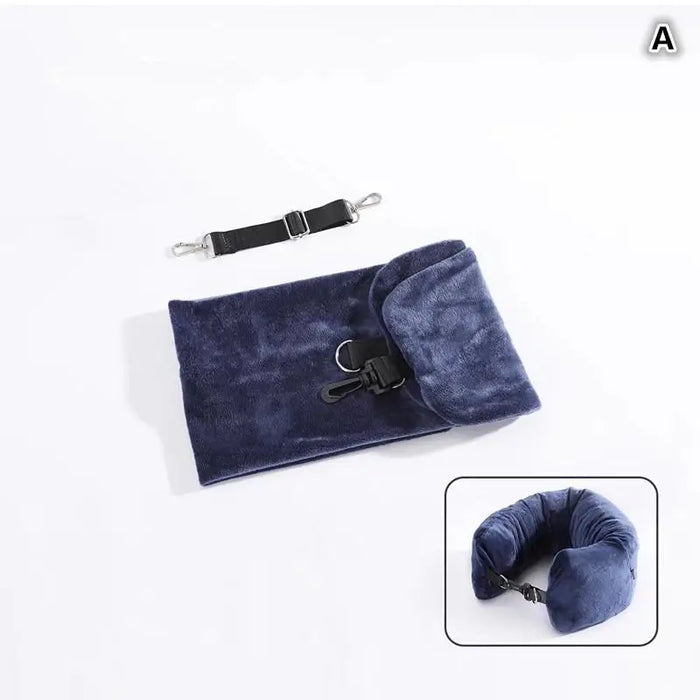 For Airplane Travel Travel Neck Pillow With Fillable Clothing Storage Bag U-Shaped Pillowcase Crystal Fleece Neck Pillow Cover