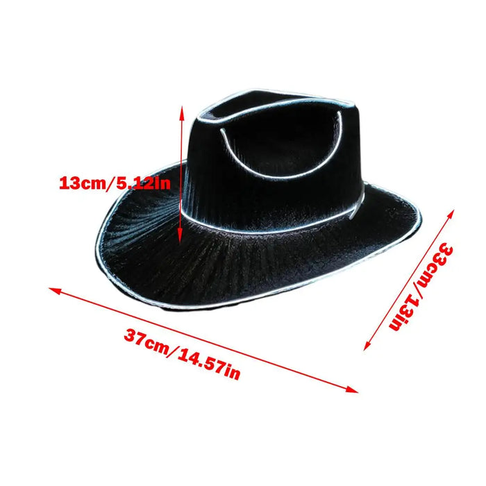 Chapeaux lumineux pour adultes, coiffes de fête, chapeau de cowboy lumineux LED, chapeau de cowboy lumineux à piles, chapeau de cowboy scintillant.