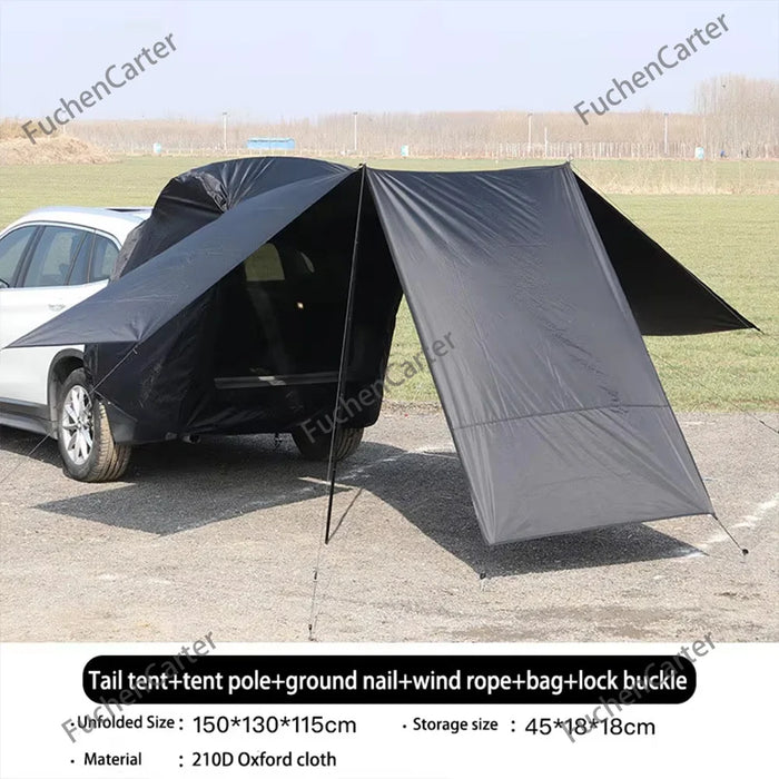 Outdoor Car Camping Tent Portable SUV Rear Trunk Tent 3-Sided Extended Tailgate Shade Shelter Vehicle Rear Waterproof Shelter