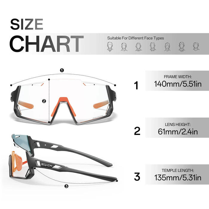 SCVCN New Photochromic Cycling Sunglasses UV400 Men Women Outdoor Sports Running Glasses MTB Drving Hiking Eyewear HD Lens