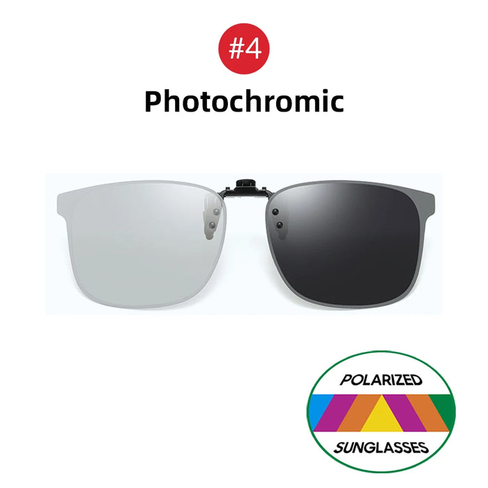 VIVIBEE Gafas de sol polarizadas con clip sin montura, abatibles, antirreflejo, para conducir de noche, cuadradas, UV, para gafas graduadas