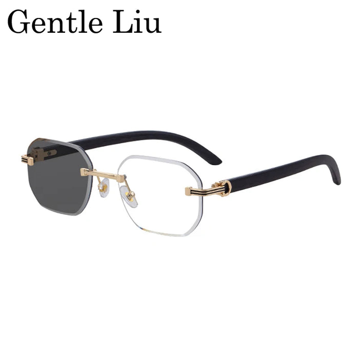 Vintage Square Rimless Sunglasses Men 2026 Luxury Brand Trendy Frameless Punk UV400 Eyewear Anti Blue Light Prescription Glasses