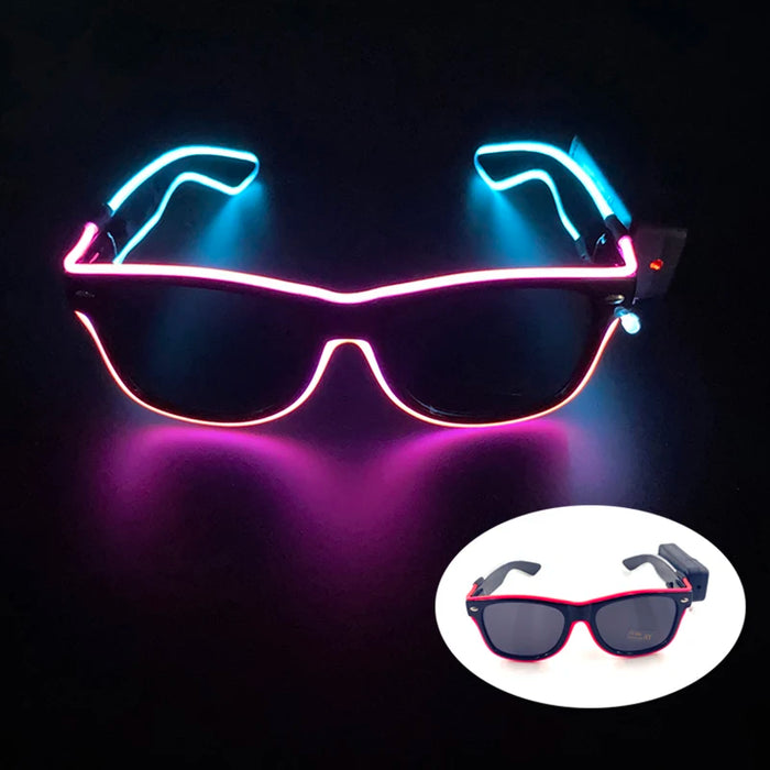 Nouvelles lunettes lumineuses LED sans fil pour festival, rave, soirée, lunettes de soleil mosaïque lumineuses néon, lunettes de club disco