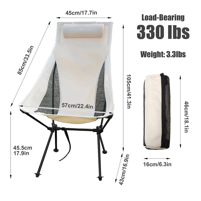 WESTTUNE Silla de camping portátil plegable con reposacabezas Sillas turísticas ligeras Silla de pesca de aleación de aluminio Muebles de exterior
