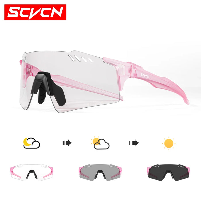SCVCN Photochromic Sunglasses Mountain Cycling Glasses Outdoor Sports Running Drving Goggles UV400 Men Women Bicycle Eyewear