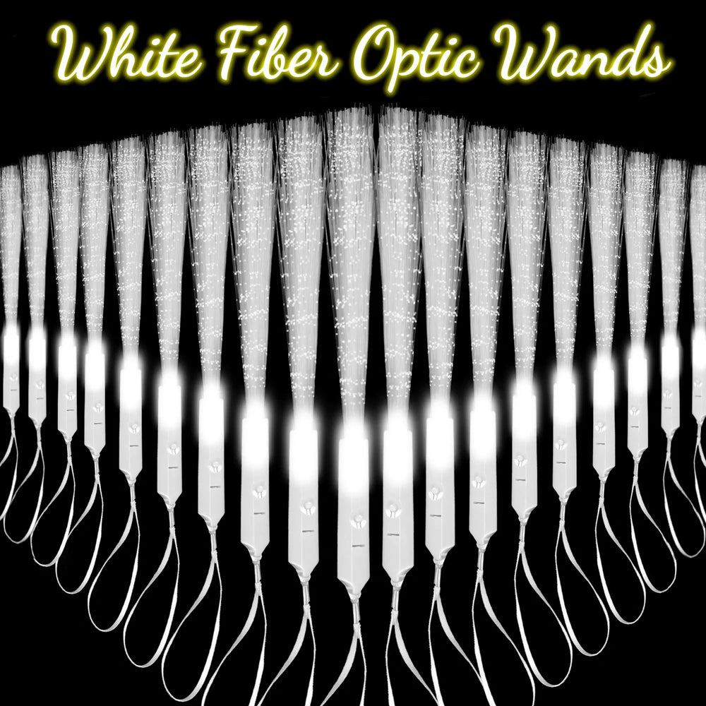 24-96PCS LED White Fiber Optic Wands For Wedding 3 Modes Flashing Glow Sticks for Kids Light Up Wand Dark Party Favors Birthday
