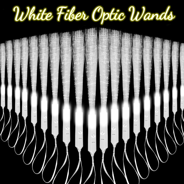 24-96PCS LED White Fiber Optic Wands For Wedding 3 Modes Flashing Glow Sticks for Kids Light Up Wand Dark Party Favors Birthday