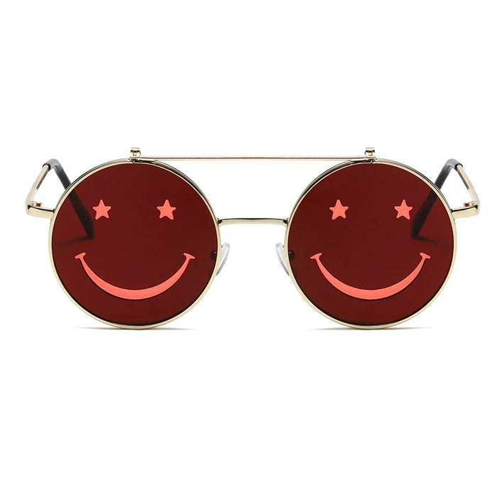 Gafas de sol abatibles con cara sonriente a la moda para mujer, estilo océano, puente nasal ajustable, protección UV400