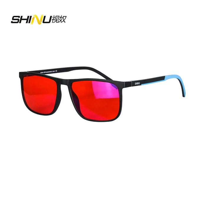 SHINU Red Sleeping Glasses Blue Light Blocking Good rest Computer Glasses For Men Blue Light Filter Orange Tinted Glasses
