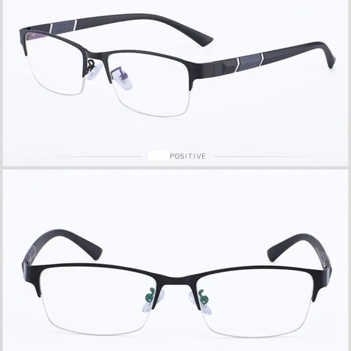 1PC Men's Business Photochromic Myopia Glasses Half Frame Metal Blue Light Blocking Eyewear Classic UV Shades Sunglasses