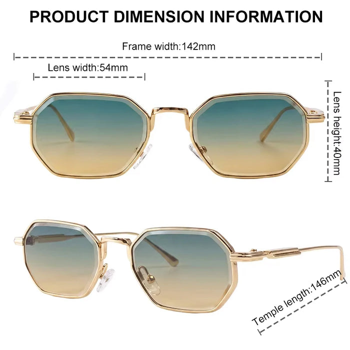 Lunettes de soleil punk octogonales rétro pour hommes 2026, monture métallique carrée de luxe, vintage, verres solaires dégradés UV400, style Steampunk