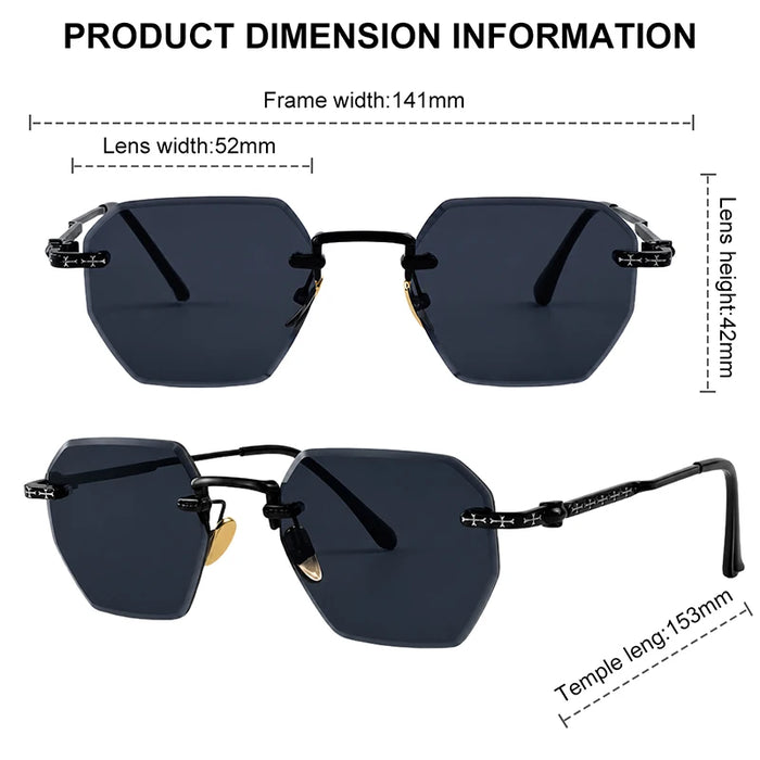 Gafas de sol cuadradas sin montura para hombre 2026, de lujo, de diseñador, modernas, de polígono, con montura de metal, gafas de sol Y2K, punk, sin montura, Hip Hop