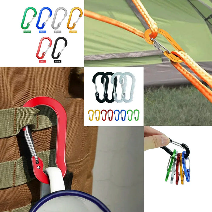 1/6/12 piezas Mosquetón de aluminio Clip Llavero Mosquetones Bloqueo Hebilla Broche Herramienta múltiple para exteriores Mochila Senderismo Pesca Gancho