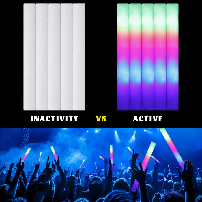 12/15/30/60 Unidades de Barras Luminosas a Granel, RGB LED Coloridas, de Espuma, Tubo de Animación, Luz Oscura para Suministros de Fiesta de Navidad, Cumpleaños o Boda