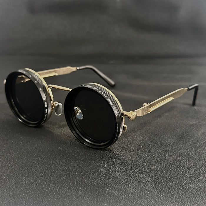 Lunettes de mode rétro steampunk rotatives pour hommes - Luminosité réglable, convient pour les fêtes et les tenues décontractées - Style bohème Gl