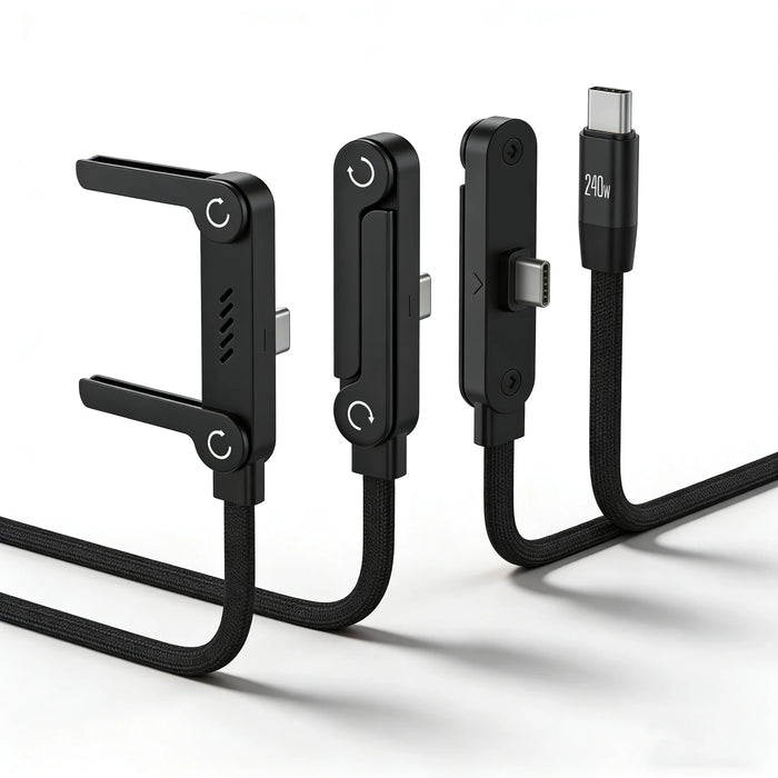 Cable de carga plegable de 1,5 m con soporte integrado Cable de carga rápida para teléfono/tableta Cable de datos ultrarrápido de 240 W Soporte para teléfono