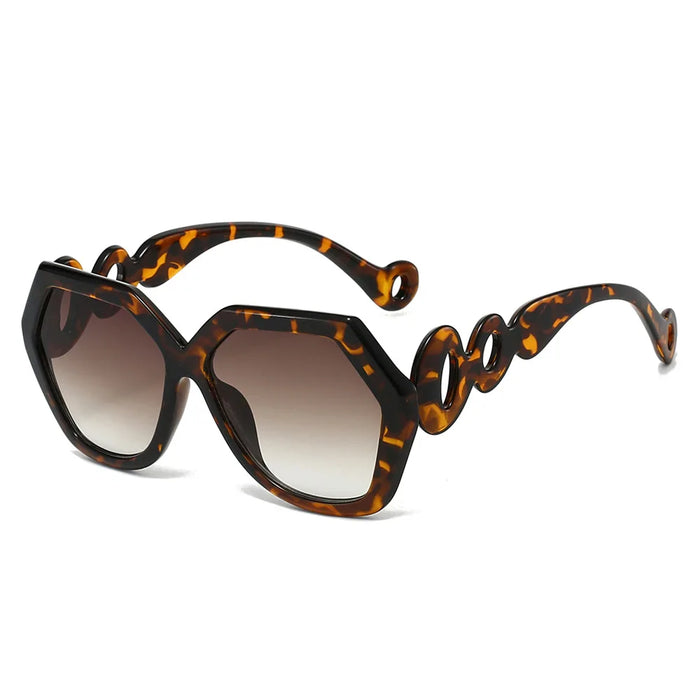 Ins New Trend Retro Gradient Hexagonal Women Sunglasses Personality Contrast Irregular Frame Design Men Versatile Gafas De Sol