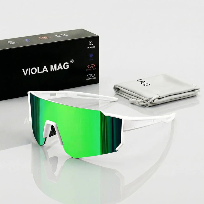 VIOLA MAG Unisex Sports Sunglasses, Oversized Frame Cycling Glasses, Lightweight TR90 Lenses, Non-slip for Running, Fishing, Hik