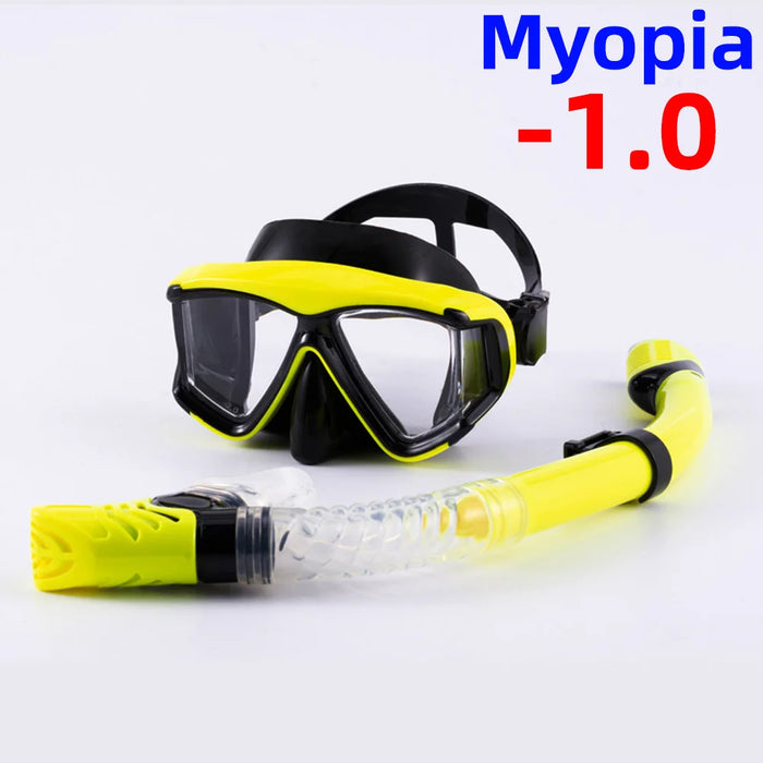 Optical Myopia Snorkel Set Diving Mask Nearsighted Swimming Goggles Short Sighted Panoramic Wide View Adults Youth -1.0To-6.0