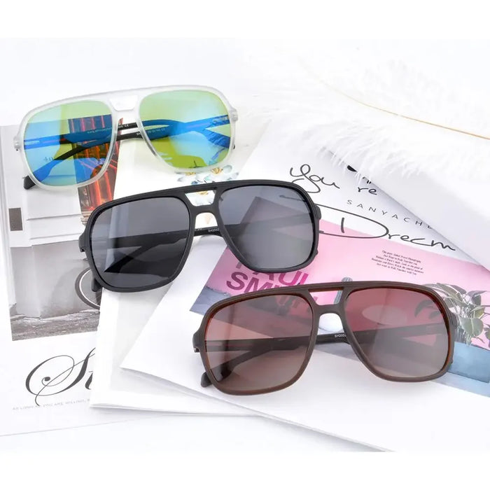 Gafas de sol polarizadas para hombre Tr90 Vintage Anti-UV Conducción Gafas negras Lentes de sol rectangulares para hombre Personalizadas