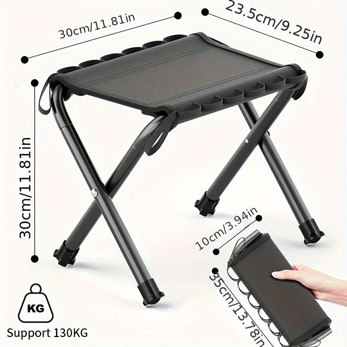 Capacidad de carga 130 kg, taburete plegable colgante, taburete portátil para acampada al aire libre, silla plegable, doble propósito para pesca y pícnic